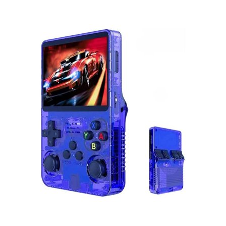R36s Retro Handhållen Spelkonsol - Med en 3,5-tums IPS-skärm (64GB) Mörkblå