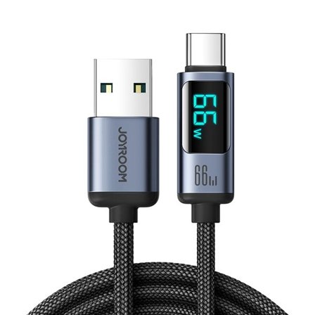 Joyroom Prism Series A16 USB-C / USB-A-kabel 66W 1,2m med LED-display - Svart