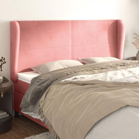 Vidaxl Huvudgavel Med Kanter Rosa 183x23x118/128 Cm Sammet Rosa