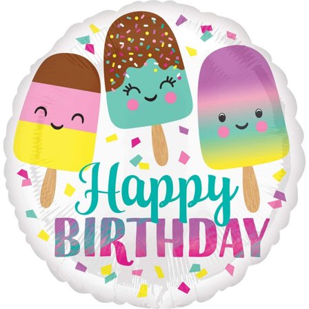 Heliumballon Happy Birthday - glassar 43 cm - Kalaslagret.se
