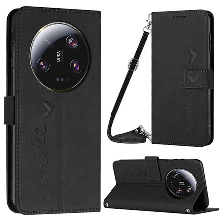 För Xiaomi 13 Ultra Pu Cover Fodral Hjärtformad plånbok Phone case med axelrem