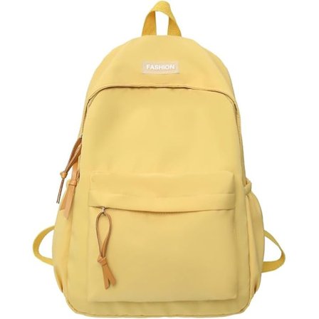 Campus Rygsæk Vandtæt Fritid Rejse Skoletaske Stor Kapacitet Ensfarvet Rygsæk Egnet til Drenge og Piger til at Gå i Skole (Gul)
