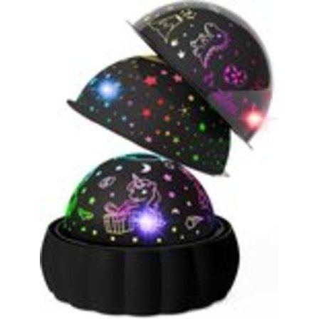 Stjernehimmelprojektor til børn - 3 temaer og 7 lystilstande - 360° roterbar for magiske effekter - sjovt legetøj til børn i alderen 3-8 år - enkelt 