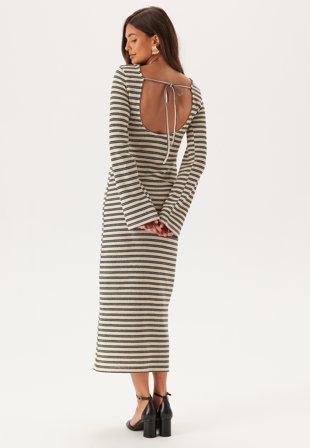 Bubbleroom - Striped Maxi Dress - Black/Offwhite - Kläder