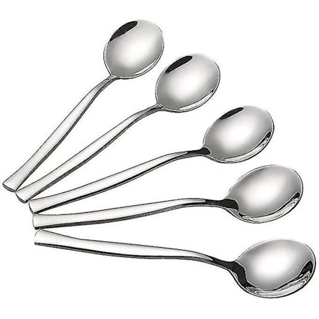 12 stk Rustfritt Stål Runde Skjeer Suppe Skjeer