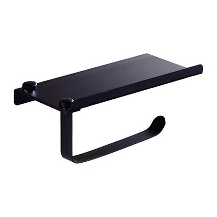 Toalettpappershållare i rostfritt stål, väggmonterad, med telefonhållare, svart, för toalett, badrum