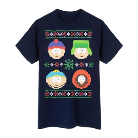 South Park Fair Isle Jul T-shirt M Marinblå