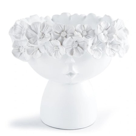 {PL}Sød Blomsterkrans Pige Vase Krone Dukkehoved Beholder Plantekasse Harpiks Håndværk Til Hjem Have Ornament Hvid
