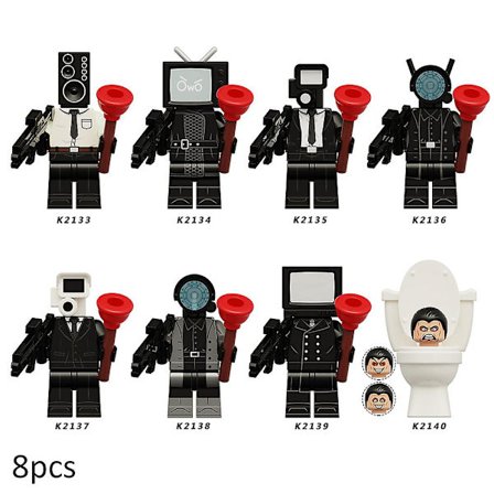 8 st/set Skibidi Toalett Spel Byggsten Leksaker TV Personer Speakerman Monitor Kameraman Figurer Dockmodell