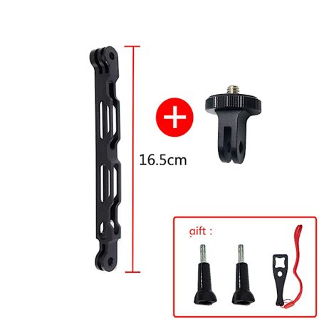 Tuyu alumiininen selfie-jatkovarsi pidennysvarsi musta kiinnike Insta360 One R X:lle Gopro Max Dji Osmo -kameratarvikkeille(16,5 cm--sovitin)