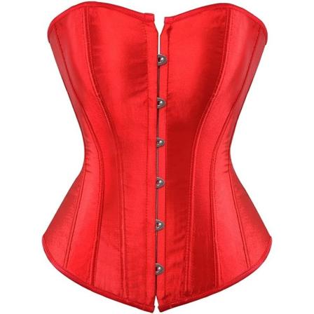 HOU Dam Bustier Korsett Topp Plus Storlek Satin Midja Cincher Overbust Bustiers Röd X-Large