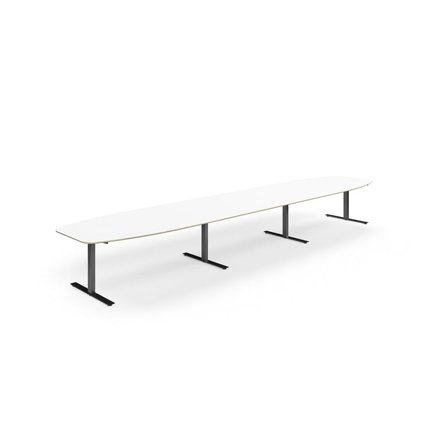Konferensbord NOVUS, T-stativ, 5600x1200 mm, svart/vit