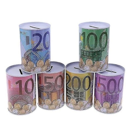 Euro Dollari Säästölipas Sylinterimäinen Säästölipas Kolikkolaatikoille 7,5x11