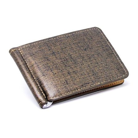 Meleret kortholder med money clip - Brunsort