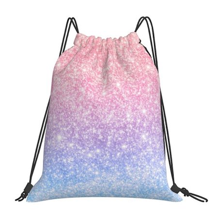 XJ-Pastelfarvet regnbueglimmer snørelukningspose vandtæt gymnastiktaske til fest rejser sport opbevaring (YJD)
