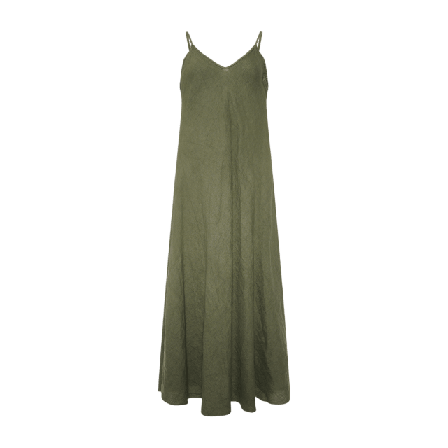 Tiffany Abbelone, Long Dress, Linen - Army Klänningar Dam Grön M/L
