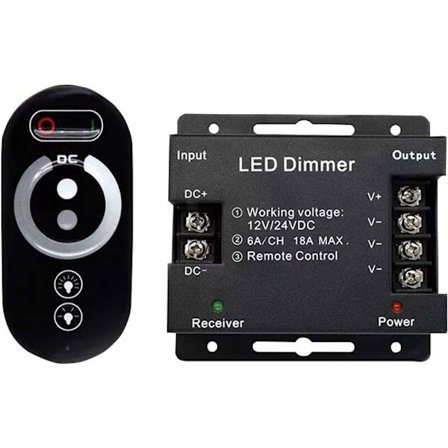12V LED trådlös touch dimmer - DC 12V med fjärrkontroll för alla DC dimbara LED-lampor - 18A trådlös touch dimmer