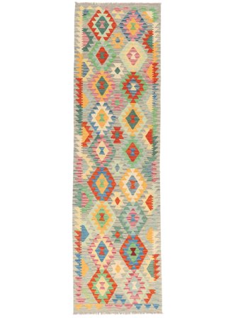 83X294 Tapete Oriental Kilim Afegão Old Style Passadeira Castanho/Verde (Lã, Afeganistão)