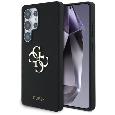 Guess Silikon Big 4G Logo Bottom Script-etui for Samsung Galaxy S25 Ultra - svart
