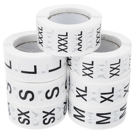 7 Ruller Klesstørrelse Klistremerker Etiketter Runde Selvklebende Størrelse Butikk Klistremerker