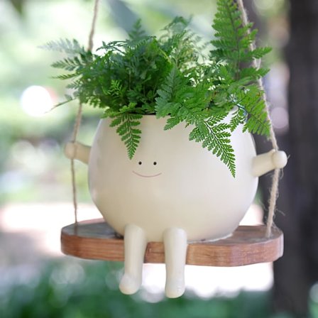 Gungansikte Planteringskruka, Hängande Stolkrukor Inomhus Utomhus, Söt Resin Suckulent Blomkruka Dekor för Hem Balkong Trädgård, Presenter till Mor