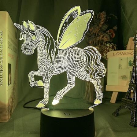 2024, Enhjørning Børns Soveværelse Anime Natlys Bordlampe 3d Led Natlys