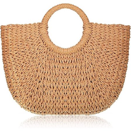Halm Tote Bag Sommer Strandveske Håndlaget Halm Rattan Vevd Håndveske for Kvinner Reise