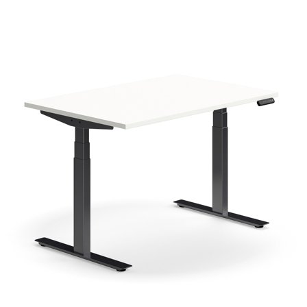 Schreibtisch QBUS höhenverstellbar, 1200x800 mm, Gestell schwarz, weiß