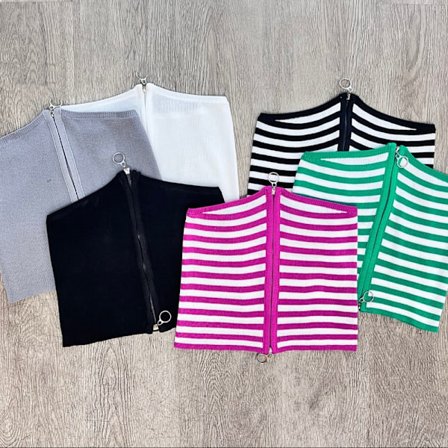 Stribet Sexet Stropløs Vest GRÅ