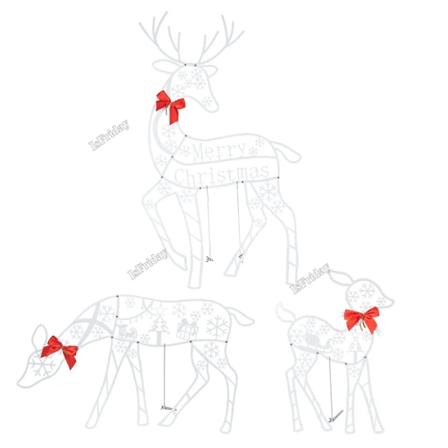 Legering Kunst Elg Hjort Jul Hage Dekor & LED Lys Glødende Glitter Reinsdyr Xmas