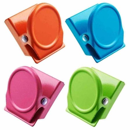 Magnetiske Metalclips, Magnetclips, Køleskabsnoterclips (4 stk., flerfarvet)