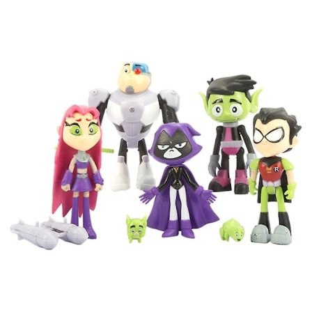 7 stk/sett Teen Titans Go Robin Cyborg Beast Boy Raven Modellleketøy Dukke Actionfigur Leke Barn Gave