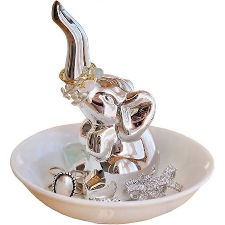 Silver Elefant Ringhållare Presenter Ring Smyckeskål för Smyckeshållare Ställ, Elefant Presenter till Kvinnor Jul Bröllop Födelsedagspresent