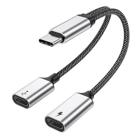 Type-C Hane till Dubbel USB C Hona Splitterkabel OTG Hub Stöd PD 60W Snabbladdning för Mobiltelefon