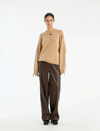 ROTATE Birger Christensen Knit Lacing Jumper - Beige - L