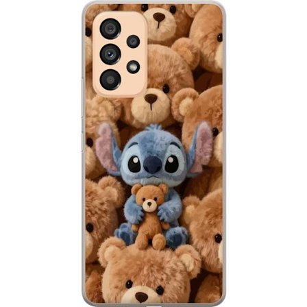 Kompatibelt Mobildeksel til Samsung Galaxy A53 5G Stitch omgitt av brune teddybjørner med en liten teddybjørn i fanget i en søt og koselig kawaii-desi