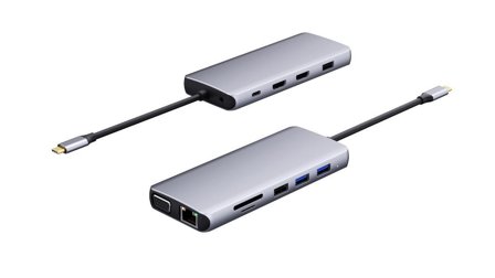 eSTUFF Single USB-C Dock - dokkingstasjon - USB-C 3.2 Gen 1 - VGA, HDMI - 1GbE