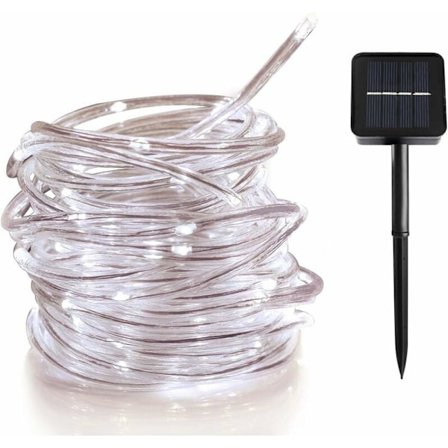 Solcelle-gardinlys til udendørs have 100 LED-lyskæde med vandtætte fe-lyskæder til julefest bryllup hjem soveværelse-koldt hvidt KLB