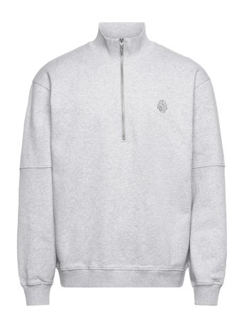 Edwin Koji Half Zip Sweat-Grey Marl - Grey - S