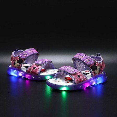 Mikki Hiiri Minni LED-valolliset vapaa-ajan sandaalit Tyttöjen lenkkarit Prinsessa Ulkoilukengät Lasten valaisevat hehkuvat vauvan sandaalit