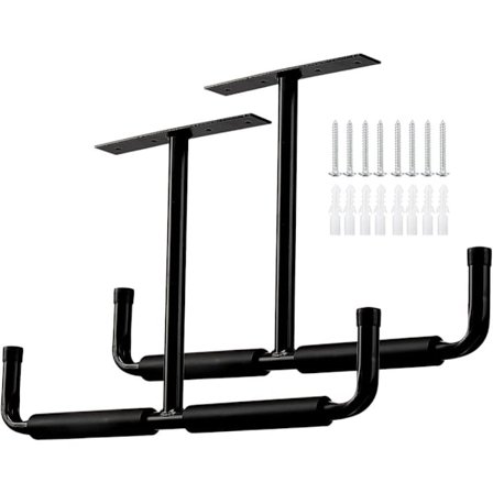 Jernkroge i T-design 2 stk. – væg- og loftmonteret opbevaringsstativ til cykler, fiskestænger og udstyr_TF_TF