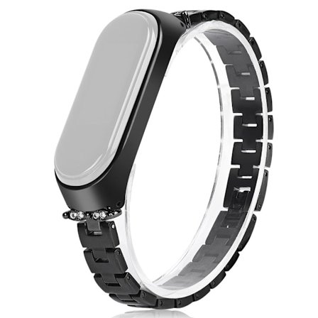 Xiaomi Mi Smart Band 6 / 5 bling strassdekor klockarmband i rostfritt stål - Svart