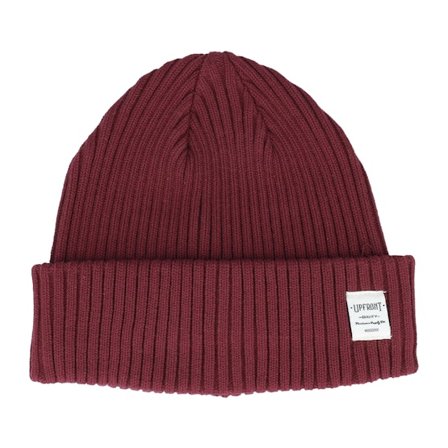 Upfront - Rød shortbeanie Lue - Bridge Beanie Rhododendron Red Cuff @ Hatstore