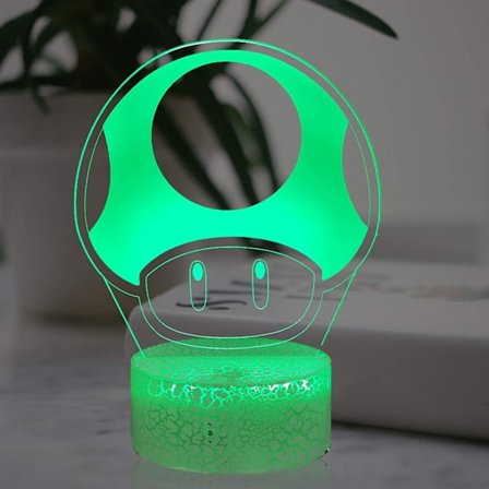 Lys 3D Optisk Illusion Tegneserie Super Game Bros Toad Svampemodel LED Natlys til Værelse 7 Farveskift Dekoration Hjem Varmt Søvnlys Ferie