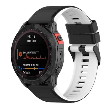 Garmin Fenix 7 klockarmband i silikon med dubbla färger - Svart / Vit