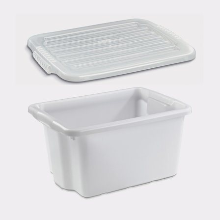 Scatola di stivaggio con coperchio Nordiska Plast Nordic, naturale, 500 x 365 x 260 mm, 33 litri