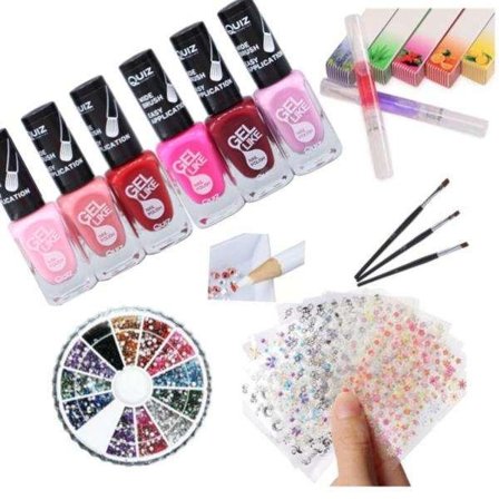Neglesett - Dekorasjonssett - Neglelakk, Rhinestone, Negleklistremerker