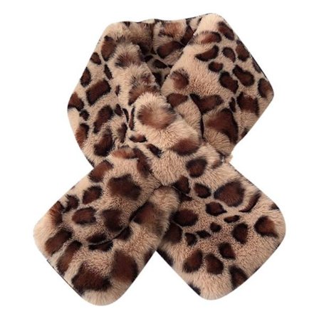 Kunstig pels krage skjerf, trekksnorf, hullskjerf, leopardmønstret skjerf, bolero, mykt, varmt, behagelig og tykt