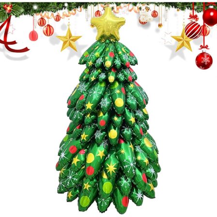 Oppustelig juletræsdekoration, 12 cm, juledekorationer til udendørs brug, gør-det-selv, hoppende juletræ indendørs dekoration med