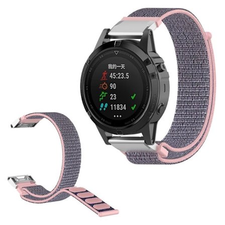 Garmin Fenix 6 / Fenix 5 nylon silmukka ranneke - Pinkki / Sininen